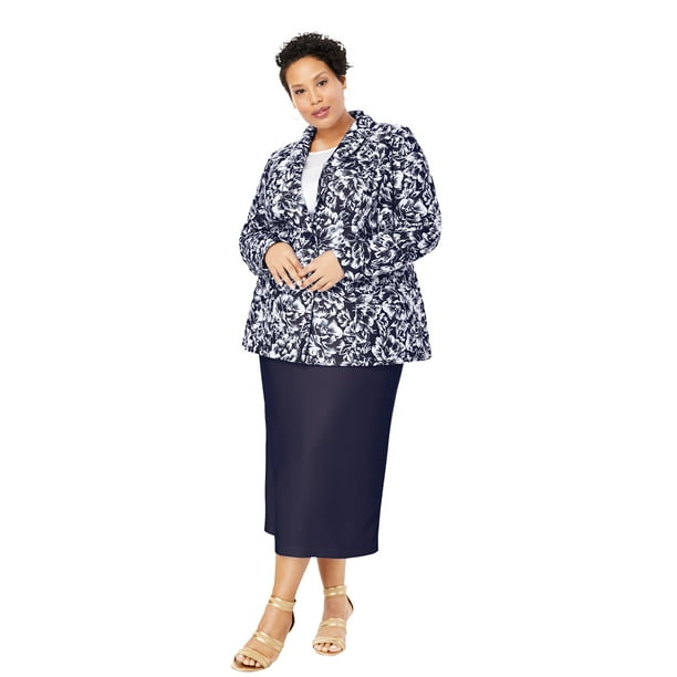 Jessica London Womens Plus Size Petite Single-Breasted Skirt Suit